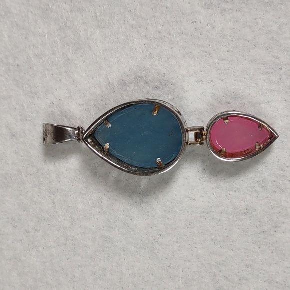 Blue Chalcedony/Rose Quartz Sterling Silver Pendant - Picture 4 of 7
